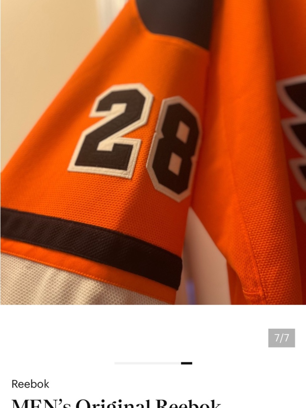 Reebok Orange and Black NHL Hockey Jersey with Captain Patch - Picture 7 of 7